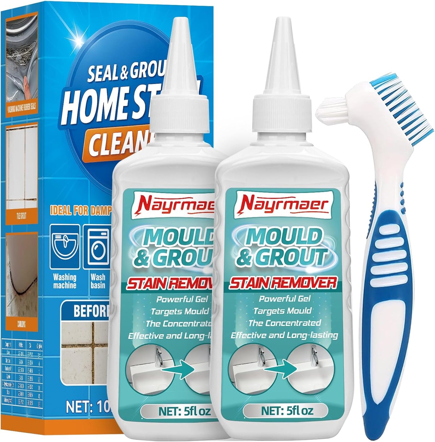 2 Packs Household Stain Remover Gel, Powerful All-Purpose Stain Cleaner Gel, Effective on Bathroom, Shower, Sink, Grout, Washing Machine Seal, Kitchen