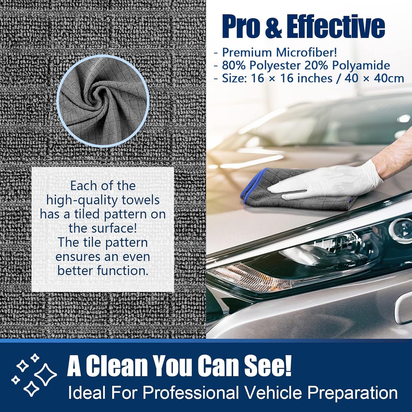 Glass Polishing Cloth Streak Free Miracle Cleaning Cloth Lint Free Microfiber Cleaning Rags for Glasses Kitchen Dish Mirrors Easy Clean, Pack of 6, 12" x 12"