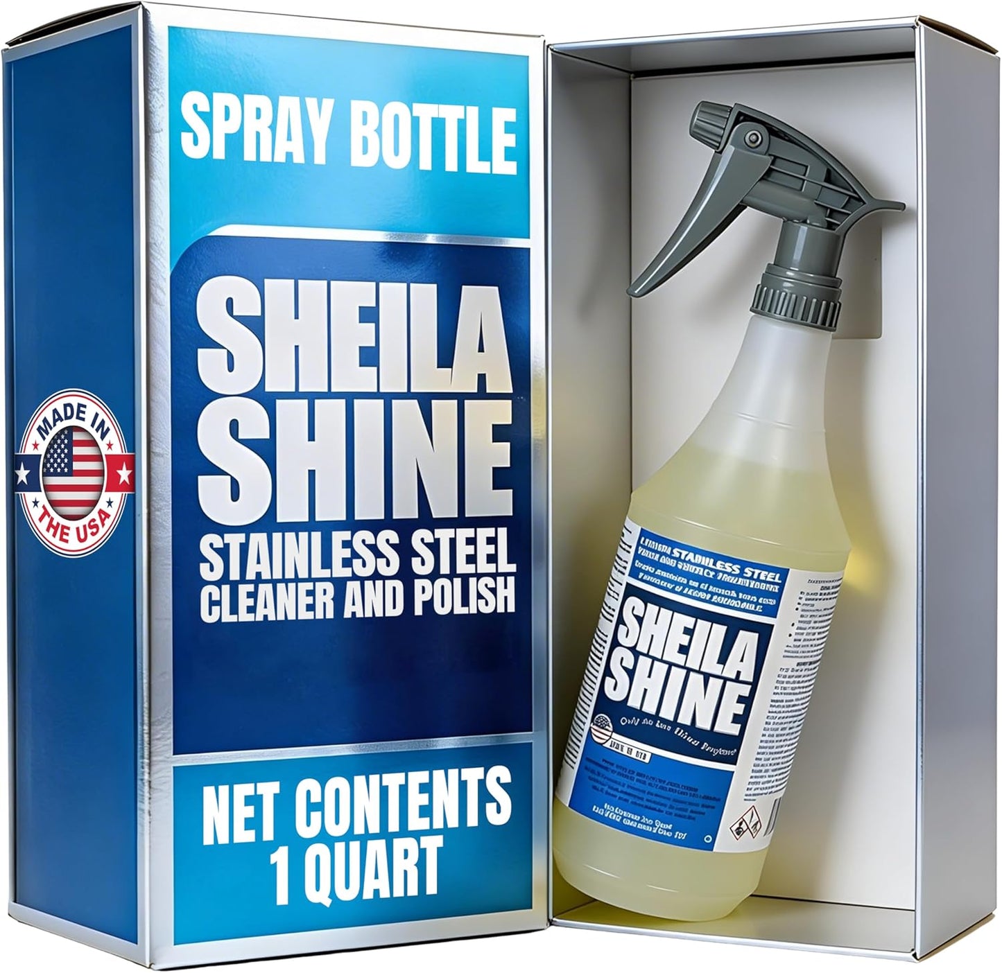 Sheila Shine 3oz Stainless Steel Cleaner and Polish - Cleans, Polishes & Protects Kitchen Appliances, Refrigerators, Sinks, Ovens & Grills - Stainless Cleaner Spray for Residue & Streak Free Shine