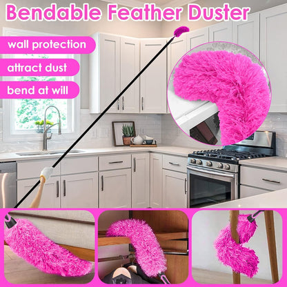 CALBEAU 15 Foot Dusters for Cleaning, Duster with Extension Pole 7-15ft, Microfiber Feather Duster Used for Cleaning Ceiling Fan, High Window, Blinds, Shutters, Sofa, Cobweb Duster for Home (12 PCS)
