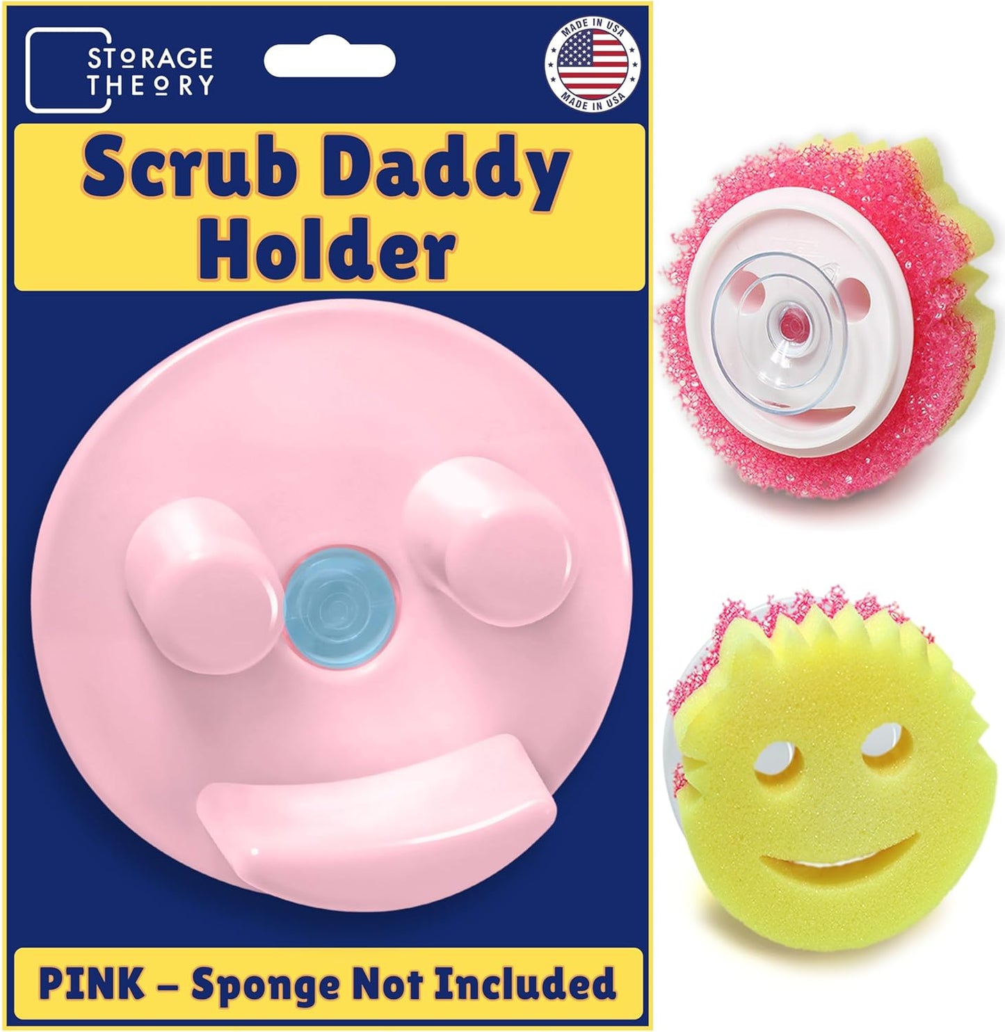 BeraTek Scrub Daddy Holder - Suction Cup Kitchen Sink Caddy - Keep Sponges Clean & Dry - Compatible with Sponge Daddy & Scrub Mommy - Mothers Day Gift for Mom - White, 1-Pack