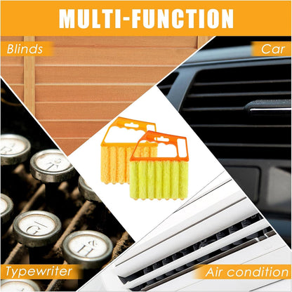 Geiserailie 1 Pcs Window Venetian Blind Cleaner Duster Tool Washable 7 Fingers Dusting Cleaner and Air Vent Shutter Brush Blinds Air Conditioner Fan Duster Dirt Housekeeping Tool (Orange)