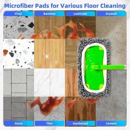 Reusable Mop Pads Compatible with Swiffer Sweeper Mop, Microfiber Dry Sweeping Cloths & Machine Washable Wet Pads Refill for Use on All Sealed Floors - Stone, Hardwood, Laminate & Tile (6 Blue)