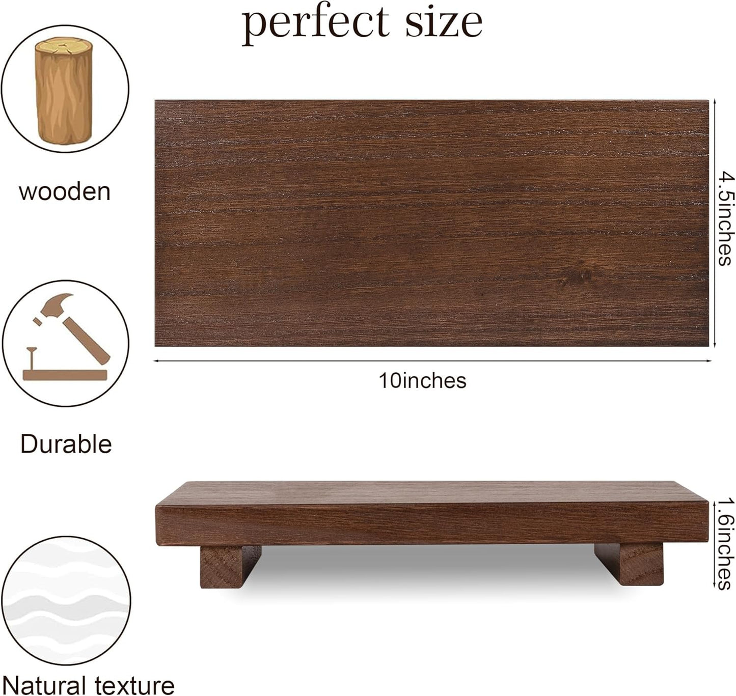 zoocatia Small Wood Tray Pedestal Stand Farmhouse Bathroom Decor Decorative Wooden Riser Kitchen Soap Dish Holder for Vanity, Counter, Sink, 9" x 5.9" - Black