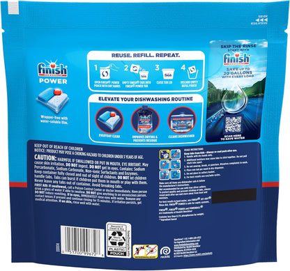 Finish Power Dishwasher Pods, No Pre-Rinse Dishwasher Detergent Soap For Deep Clean & Shine with Degreasing Power, 43 Count