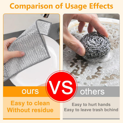 Extra-Large Size Multipurpose Wire Dishwashing Rag,Non Scratch Wire Dishcloth, Reusable Steel Wool Scrubber,Non-Scratch,Quick-Drying,Multi-Purpose for Kitchen,Bathroom Cleaning (15)