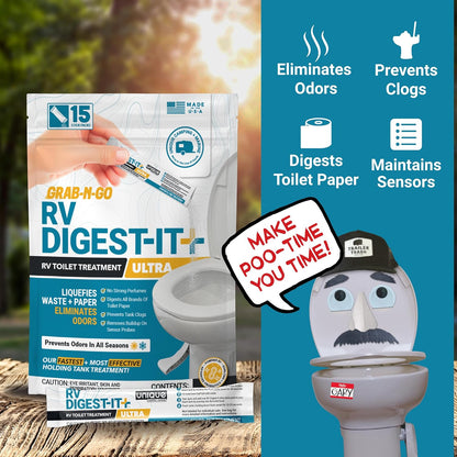 Unique RV Digest-It Plus RV Tank Treatment Pods – 16 Treatments, Breaks Down Waste & Toilet Paper + Eliminates Odors at Source, RV Black Tank Treatment