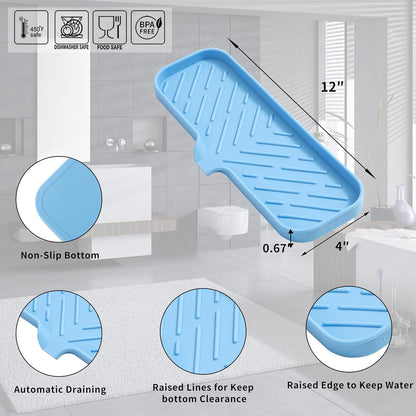 MicoYang Silicone Bathroom Soap Dishes with Drain Spout-Bathroom and Kitchen Sink Organizer,Sponge Holder,Dish Soap Tray,Perfect for Dispenser,Scrubber,Bottle,Cup on Sink or Counter-Black 4.9"×3.2"