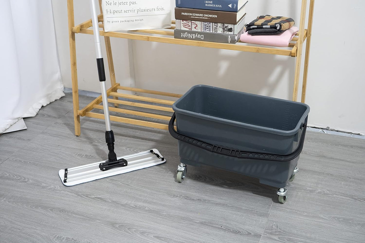 Matthew Cleaning Microfiber Finish Bucket with Sieve,Press Wring Mop Bucket for Microfiber Flat Mops, Mop Bucket with Non-Marking Casters Wheels Gary