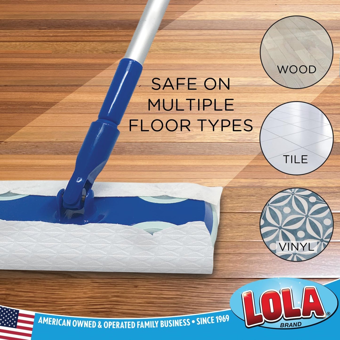 LOLA Dry Sweeping Cloth Refill Pads, 32 Pack, Unscented, Compatible with Swiffer Floor Mop, Comparable to Swiffer Refills, 11" x 8.13"