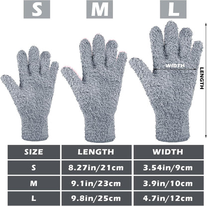 Patelai 3 Pairs Microfiber Plant Dusting Gloves Leaf Cleaning Gloves for Indoor Plants, Blinds, Furniture, House (Green Yellow,Blue,Pink,Medium)