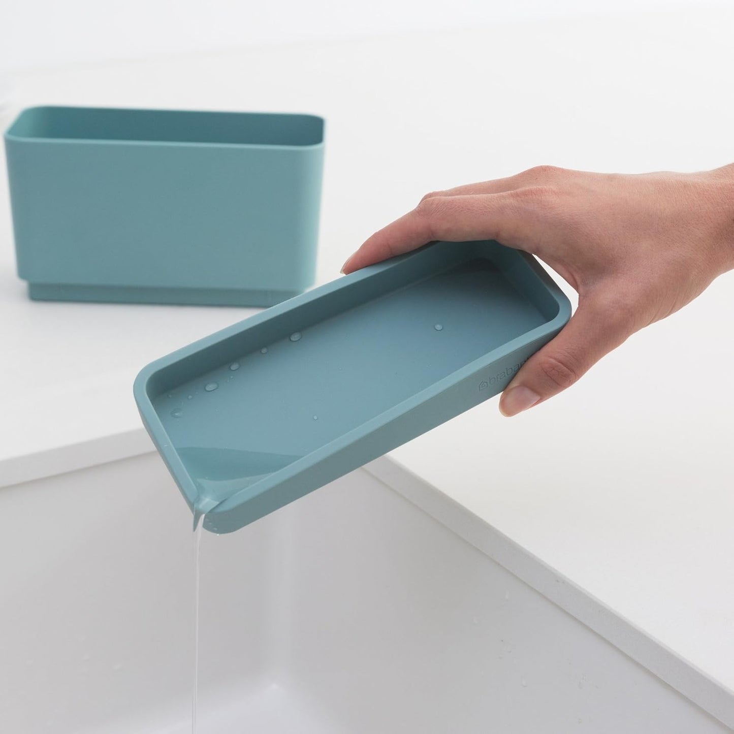 Brabantia Sink Organiser (Dark Gray) Non-Slip, Non-Scratch Kitchen Countertop Storage Caddy for Dish Brush, Soap, Cloths