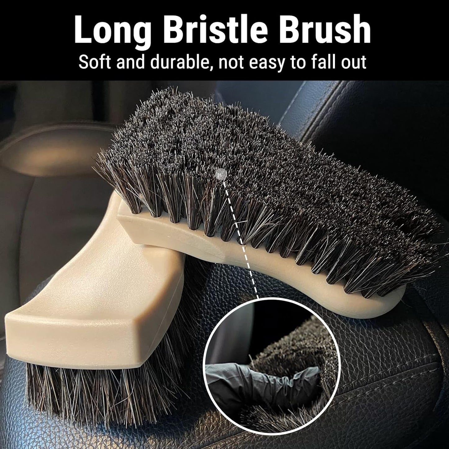 YeewayVeh 3pcs Car Detailing Brush Set, Boars Hair Detailing Brushes, Ultra Soft Detail Brush for Air Vent Leather Seat, Scratch Free Car Detailing Brushes for Interior Exterior, Orange