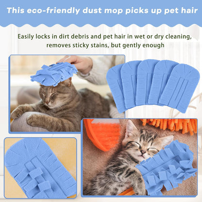Zubebe 12 Pcs Duster Refill Reusable Fleece Duster Refills Feather Flat Dusters Multi Surface Washable Cleaning Pads Tools for Home, Blinds, Car, Pet, Furniture, Fans (Dark Color)