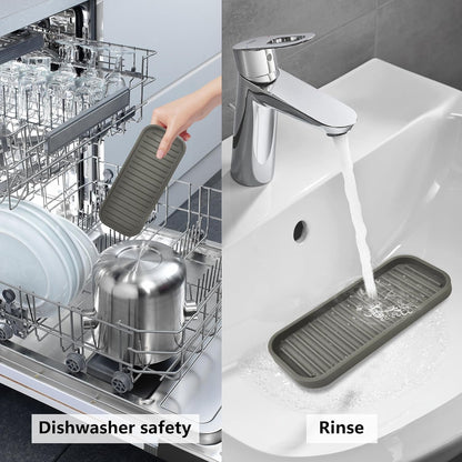 Silicone Sponge Holder Kitchen Sink Organizer Tray Dish Caddy Soap Dispenser, Scrubber Spoon Holder,Dishwashing Accessories 2 Pack (White)
