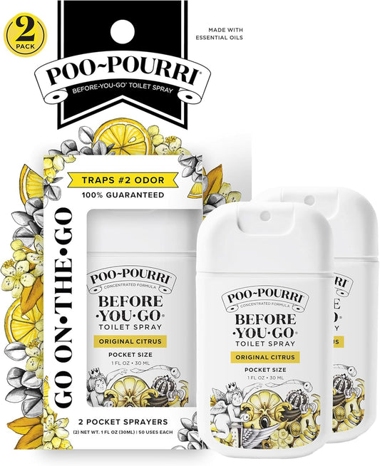 Poo-Pourri Before-You-Go Pocket Toilet Spray, Travel Essentials, 1 Fl Oz, Spring Variety 3 Pack, Each Up to 50 Uses, On-The-Go Bathroom Odor Deodorizer with Essential Oils, TSA Approved Size, 3 Scents