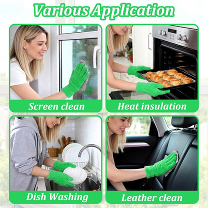 Abeillo Microfiber Gloves for Plants Dusting Cleaning, Reusable Washable Cleaning Gloves Mittens House Cars Blinds Dusting