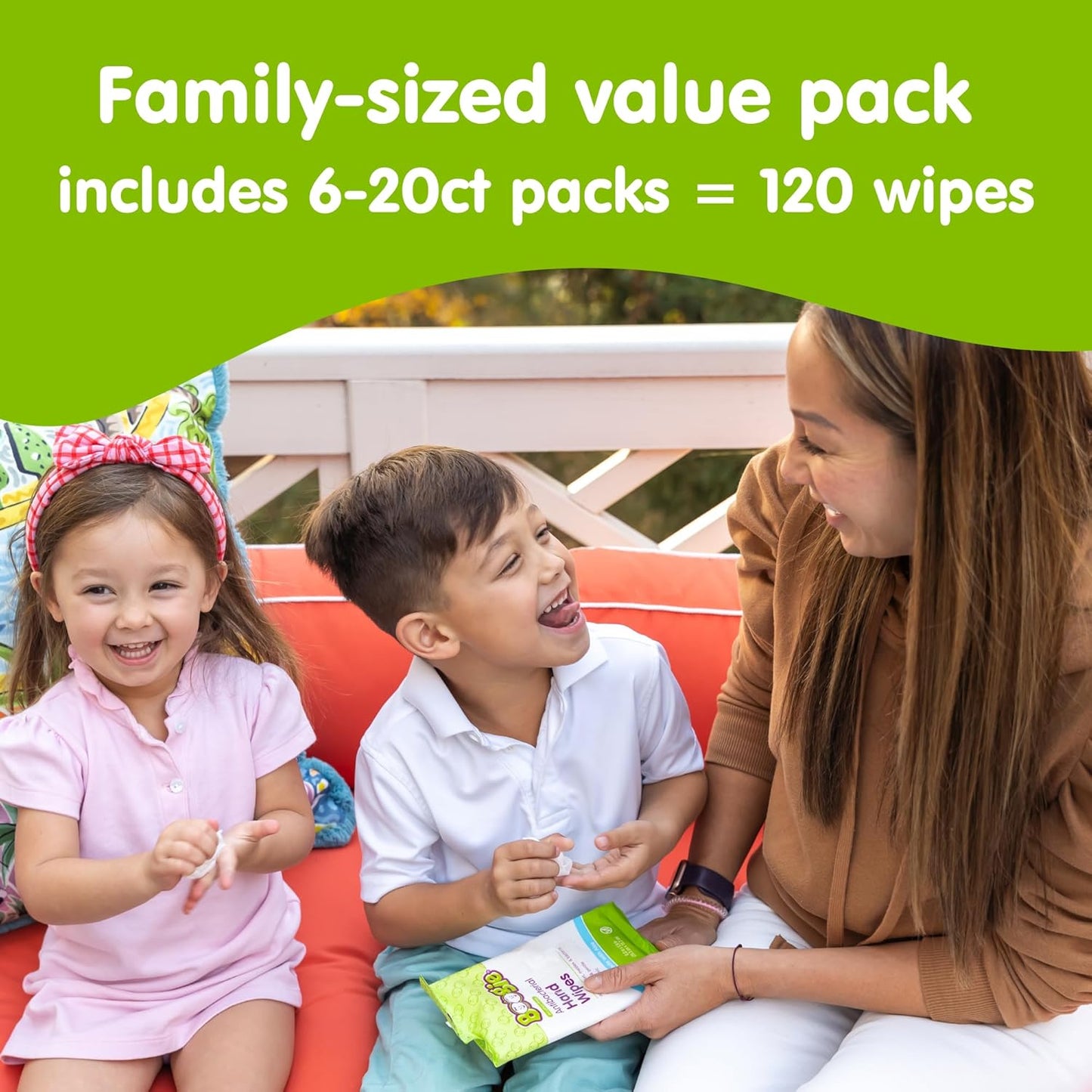 Boogie Antibacterial Hand Wipes by Boogie, Alcohol Free, Hypoallergenic and Moisturizing Aloe, for Kids and Adults -100 Total Wipes (5 Packs of 20)