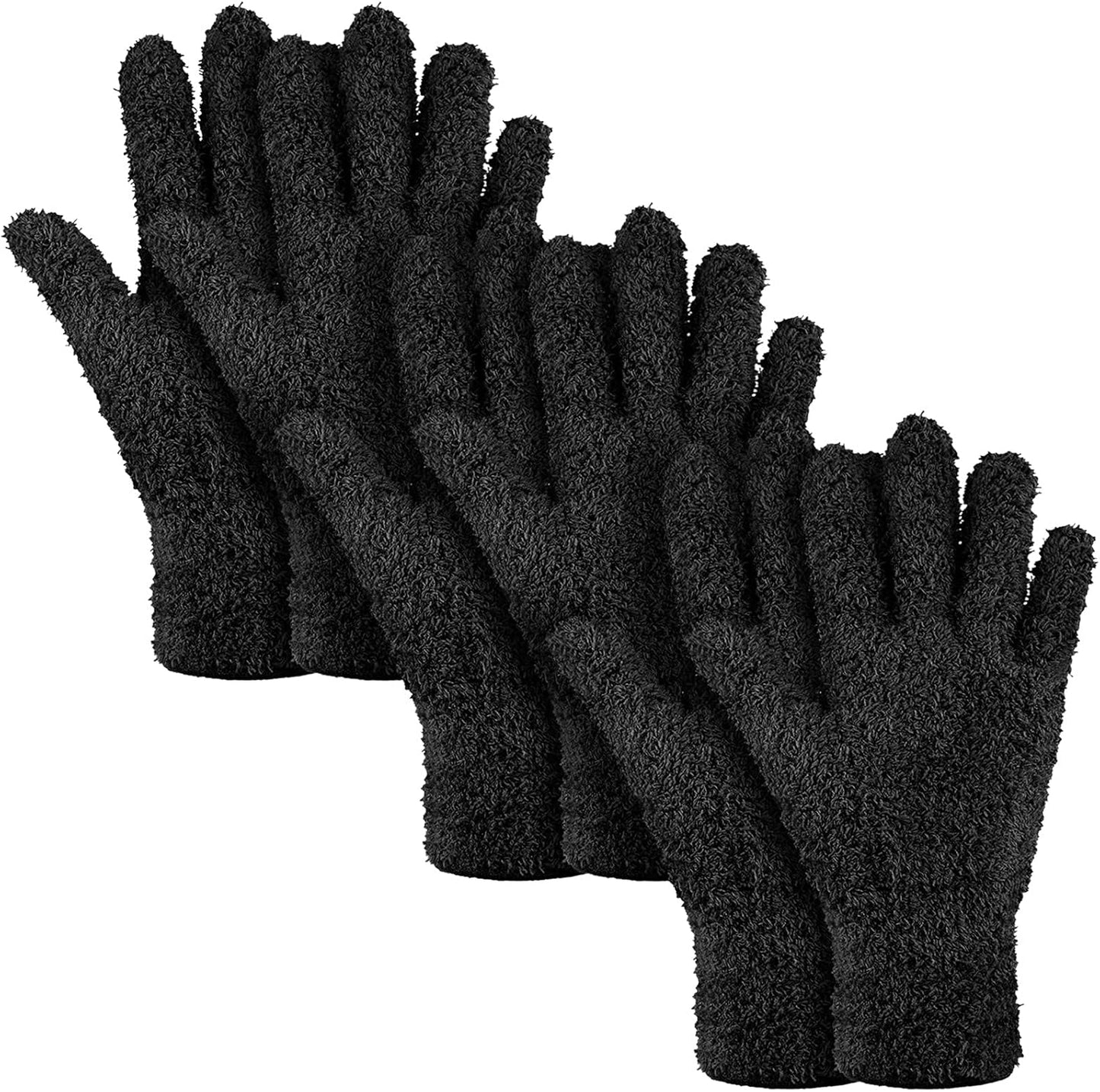 Patelai 3 Pairs Microfiber Plant Dusting Gloves Leaf Cleaning Gloves for Indoor Plants, Blinds, Furniture, House (Green Yellow,Blue,Pink,Medium)