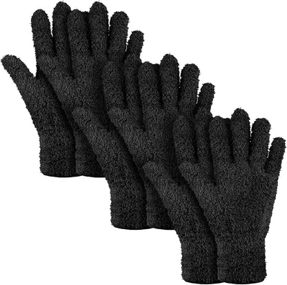 Patelai 3 Pairs Microfiber Plant Dusting Gloves Leaf Cleaning Gloves for Indoor Plants, Blinds, Furniture, House (Green Yellow,Blue,Pink,Medium)
