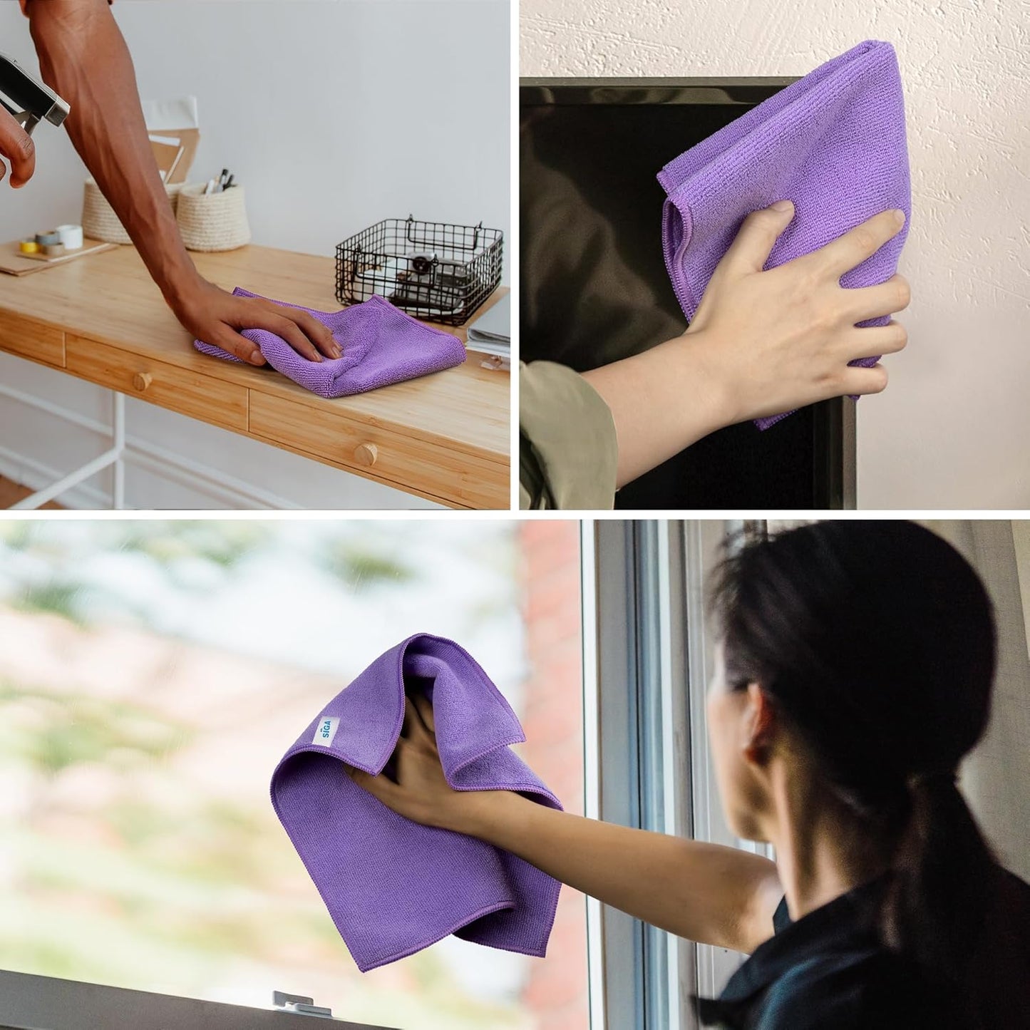 MR.SIGA Microfiber Cleaning Cloth,Pack of 12,Size:12.6" x 12.6"