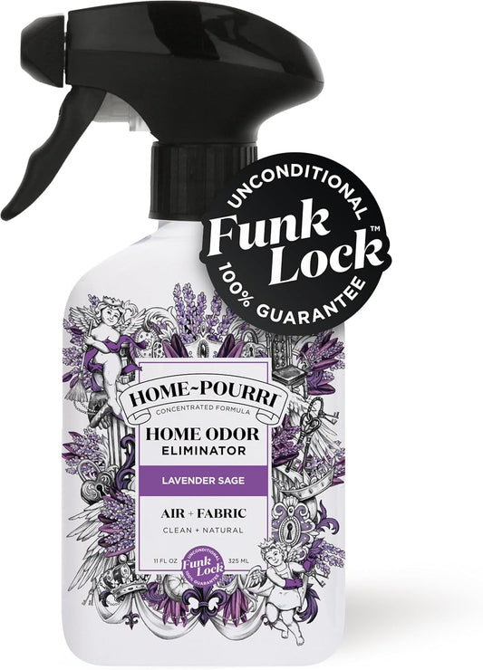 Home-Pourri Air + Fabric Multi-Purpose Odor Freshener Spray, 11 Fl Oz, Up to 570 Uses, Lavender Sage Scent, Room Deodorizer with Essential Oils, for Carpets, Couches, Bedding & Curtains