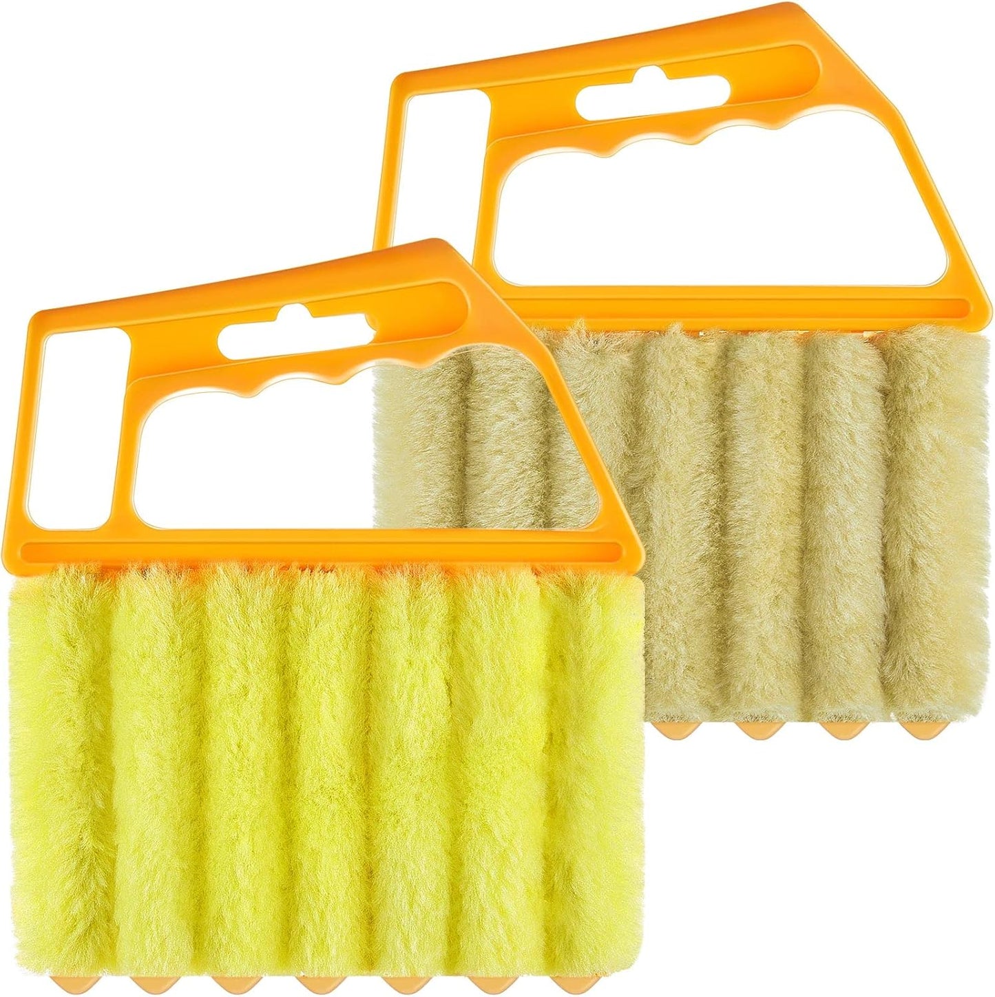 Geiserailie 1 Pcs Window Venetian Blind Cleaner Duster Tool Washable 7 Fingers Dusting Cleaner and Air Vent Shutter Brush Blinds Air Conditioner Fan Duster Dirt Housekeeping Tool (Orange)