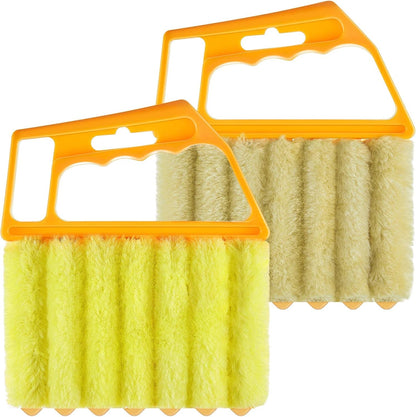 Geiserailie 1 Pcs Window Venetian Blind Cleaner Duster Tool Washable 7 Fingers Dusting Cleaner and Air Vent Shutter Brush Blinds Air Conditioner Fan Duster Dirt Housekeeping Tool (Orange)