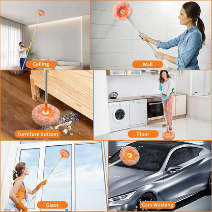 360 Rotatable Adjustable Wall Mop with 5 Mop Heads, 78 Inch Wall Cleaner for Floor, Ceiling & Baseboard