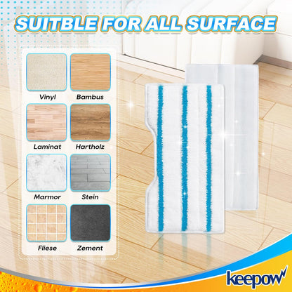KEEPOW Reusable Mop Replacement Pads Compatible with Shark Vac Mop VM252 VM200 VC205 VM250 VM180 VM401 QM250 VM190, Washable Vacuum Mop Pad Refills, Upgraded Design of Dirt Chamber (1+3+6 Pads)