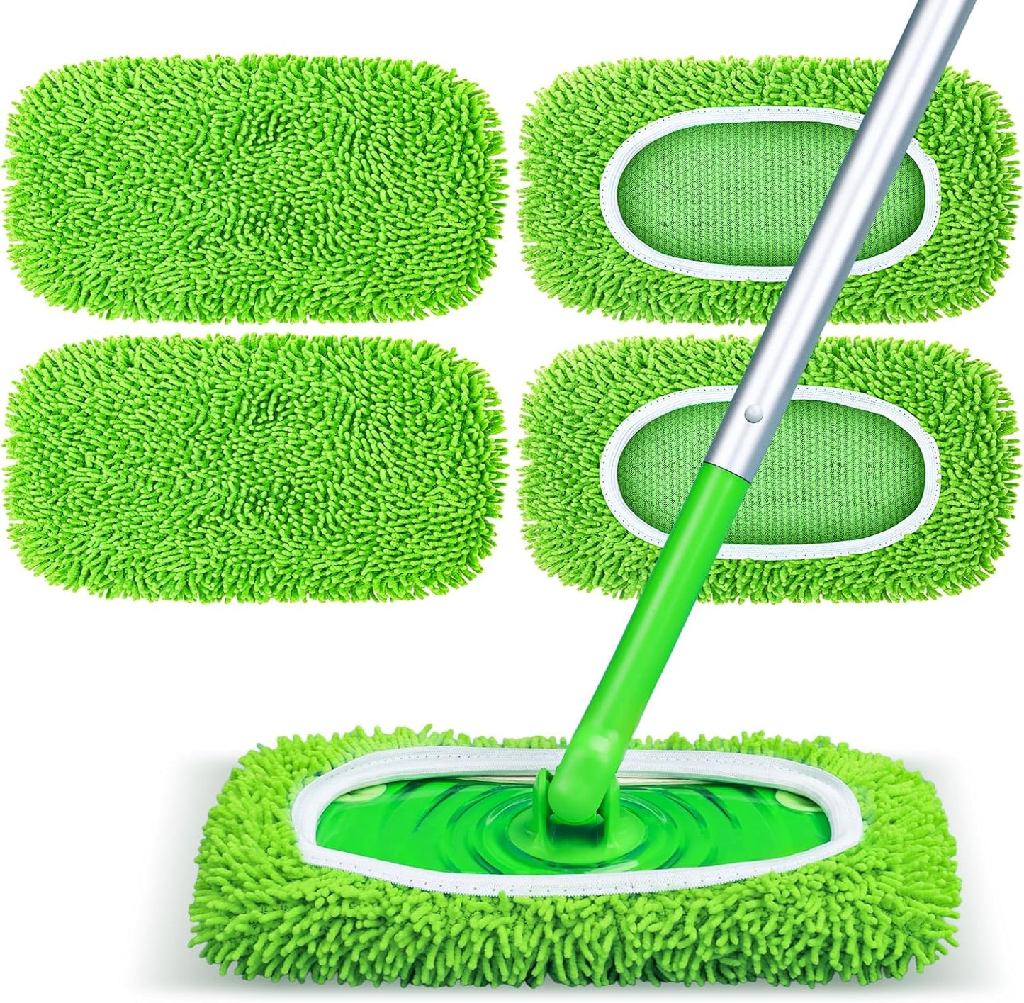 18-Pack Reusable Mop Pads Compatible with Swiffer Sweeper Mop - 100% Coral Fleece Washable Refills - Microfiber Dry & Wet Sweeping Cloths for Multi-Surface/Hardwood Floor Cleaning