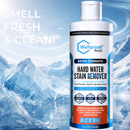 Wellproof Hard Water Stain & Scum Scale Remover – 3X Nanotech Deep Cleaner, No Bleach, No Acid | Limescale, Soap Scum, Calcium & Rust Cleaner for Showers, Glass, Toilets, Tubs, Sinks & Cooktops & More