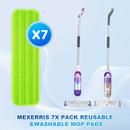 7 Count Reusable Microfiber Mop Pads for Swiffer PowerMop - MEXERRIS Microfiber Wet Pads Refills PowerMop Pads Machine Washable Hard Wood Floor Mop Pads Replacement for 13''-15'' Spray Wet Mops