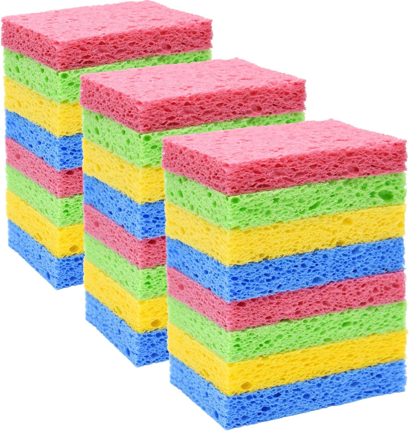 YoleShy 48 Pack Sponges Kitchen Natural Compressed Cellulose Sponges Durable Dish Sponge for Cleaning & DIY Reusable