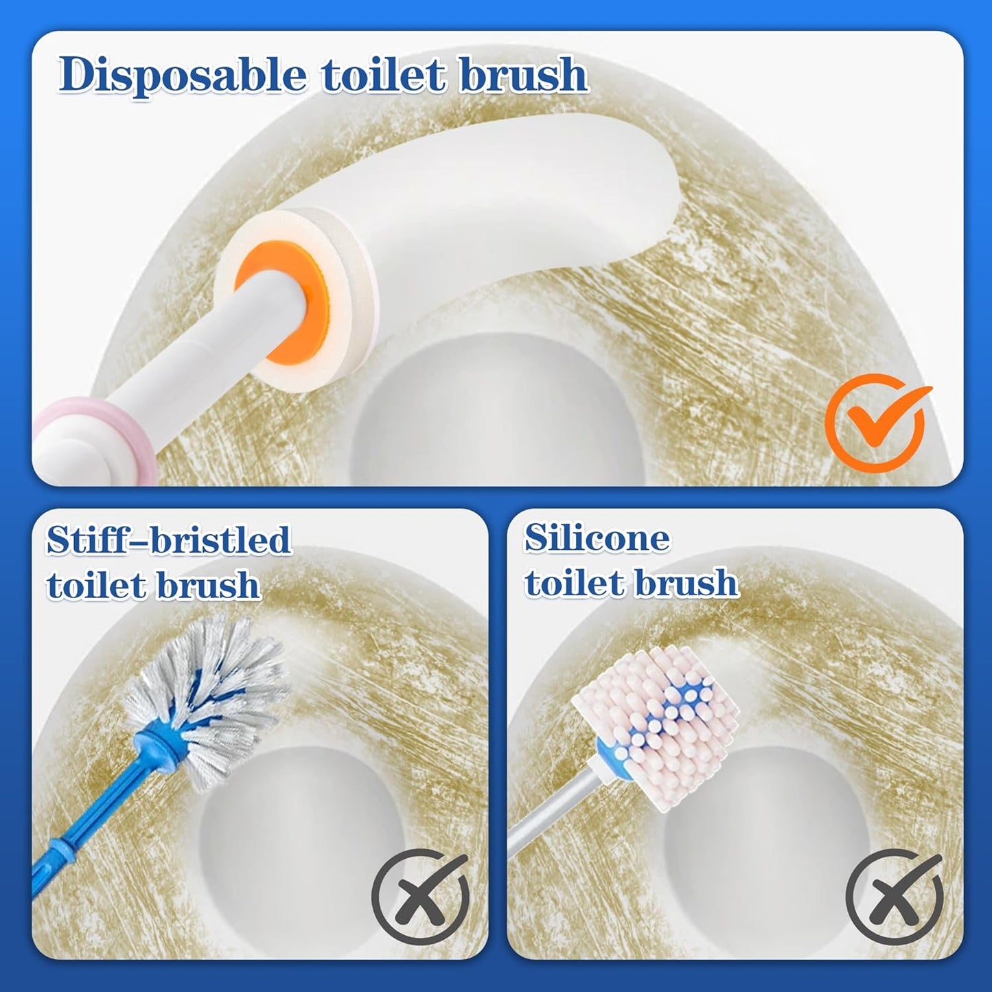 Disposable Toilet Brush,with 24 Refill Heads and Holder,Clean Brush Starter Kit,with 1 Toilet Wand, 1StorageCaddy and,3Fragrant Tablet, Toilet Wand Kit,Deep Cleaning Bathroom.