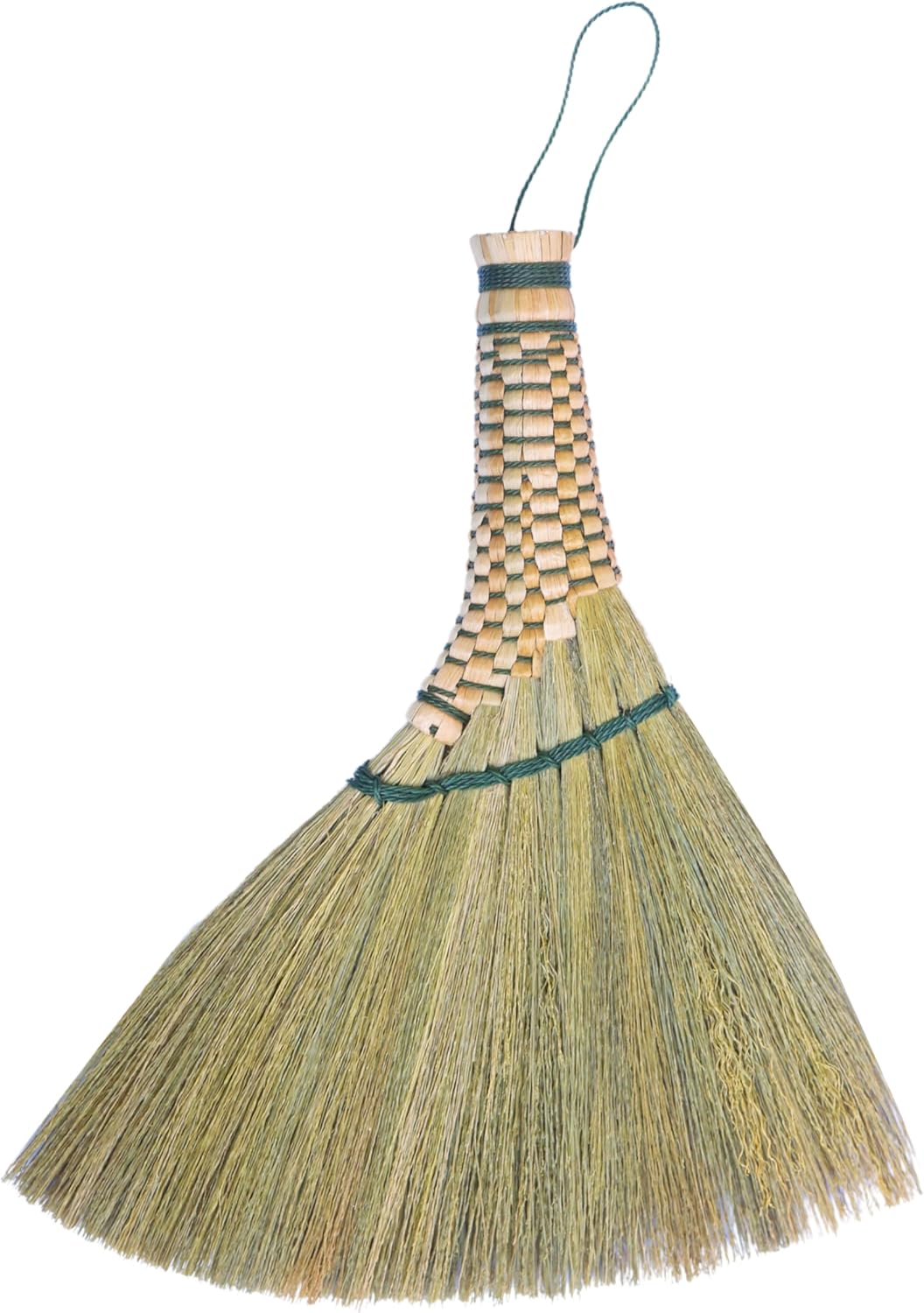 Small Corn Wisk Brush Broom 11 Inch Blue, Red Flagged Indoor Heavy Duty Multi Surface Hard & Soft Floor 100% Handmade(Blue), AW038-AW0038, length 11 Inch, wide 4.5 inch,