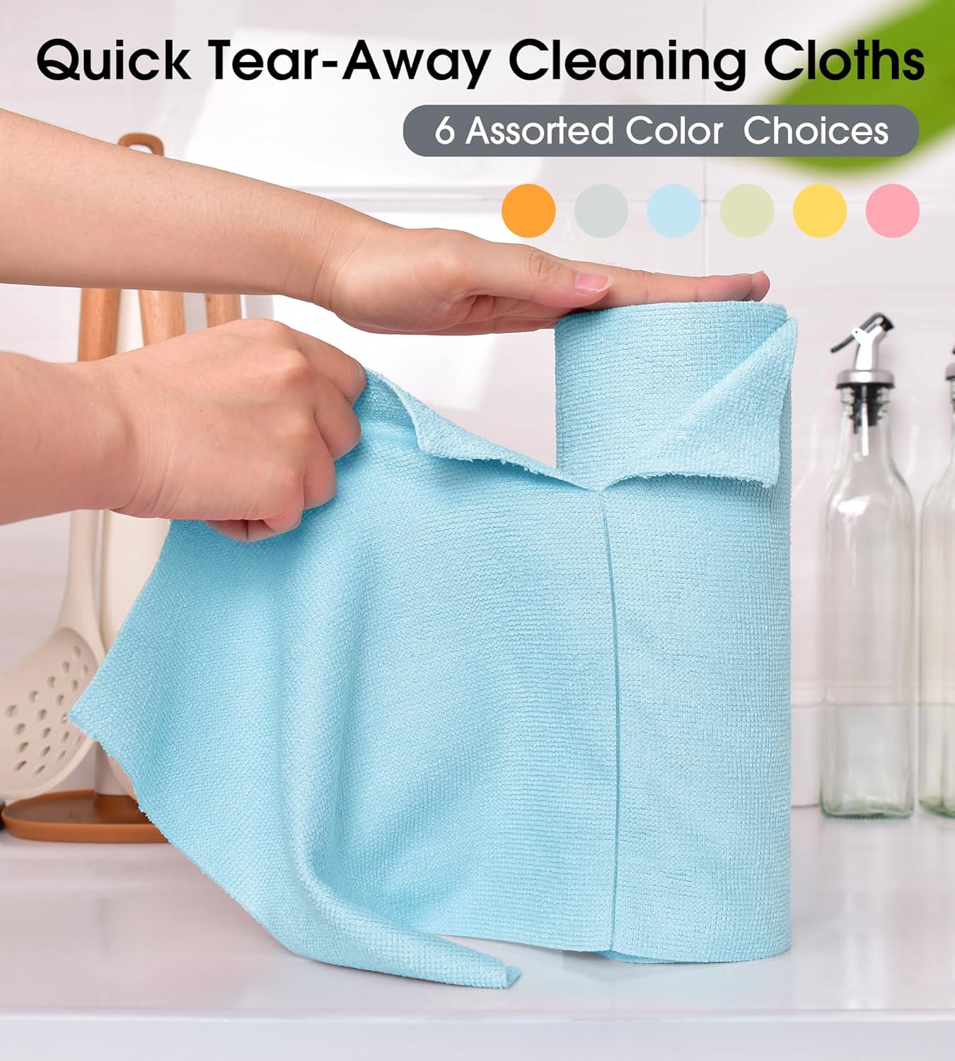 KitchLife Microfiber Cleaning Cloth Roll - Tear-Away Reusable Microfiber Paper Towels, Lint-Free, Washable, 20 Sheets for Kitchen, Car, Dishes, and Sensitive Surfaces (Pink)