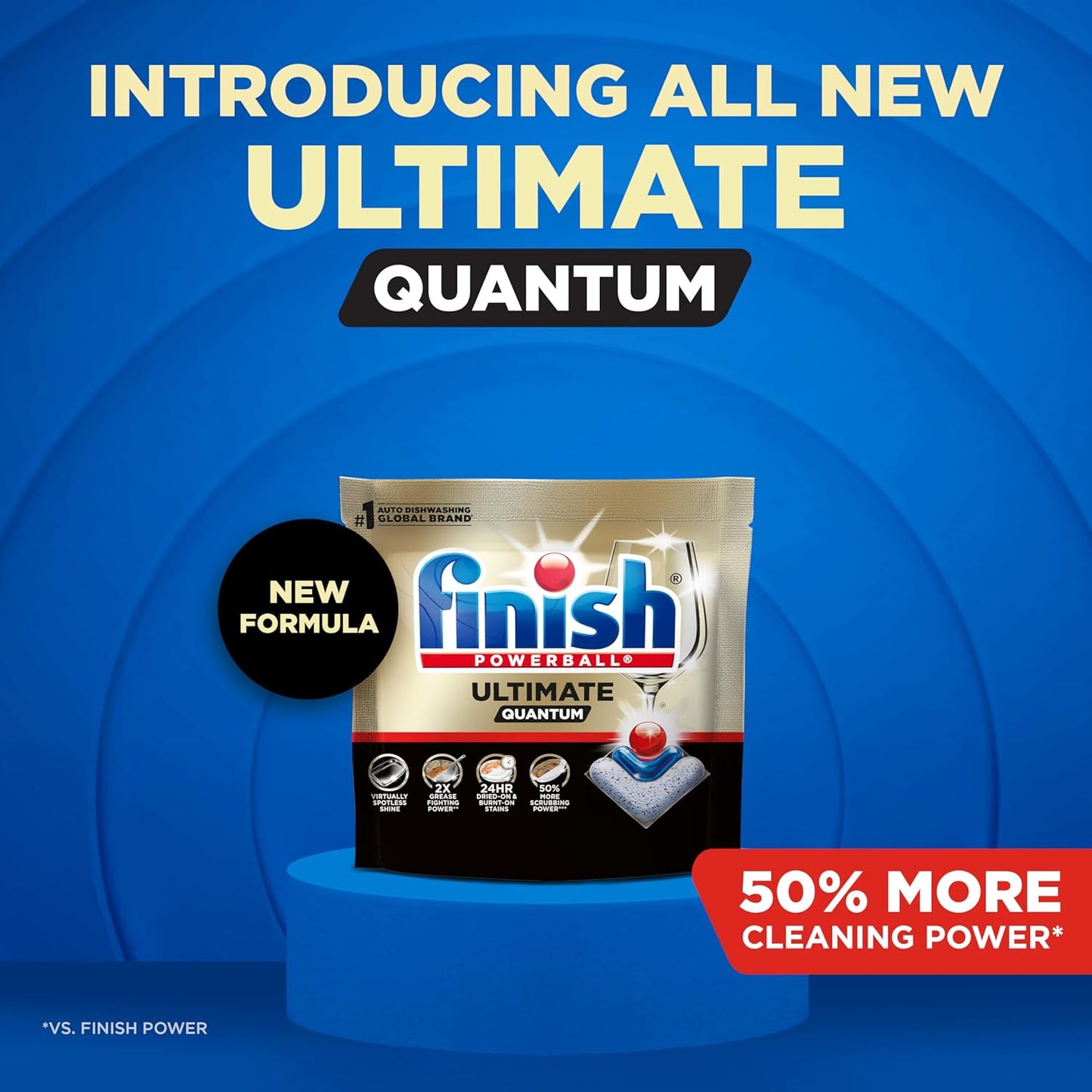 Finish Ultimate Infinity Shine Dishwasher Pods, No Pre-Rinse Dishwasher Detergent Soap Removes Burnt-On Stain, with Protector Shield & CycleSync Technology, Degreasing & Scrubbing Power, 62 Count