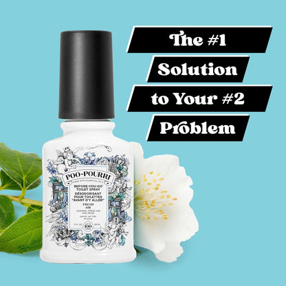 Poo-Pourri Before-You-Go Toilet Spray, Fresh Air, 4 Fl Oz, Up to 200 Uses, Bathroom Odor Deodorizer , Plant-Based with Essential Oils, for Home or Work, Jasmine, Fresh Air and Mint Scent