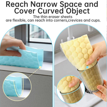 20 Pack Magic Sponge Eraser Sheets, Multi-Surface Cleaner, Disposable Portable Magic Cleaning Eraser Thin Wipes for Kitchenware Bathroom Shoe Sink Car Interiors Hard to Reach Places-Multicolor