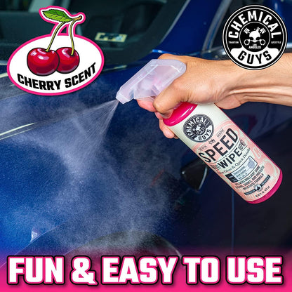 Chemical Guys Speed Wipe Quick Detailer - High Gloss, Streak-Free Shine, Detail Spray for Cars, Trucks, Motorcycles, RVs, and More, Safe on Paint, Glass, Wheels, and Trim, Cherry Scent, 16 fl oz