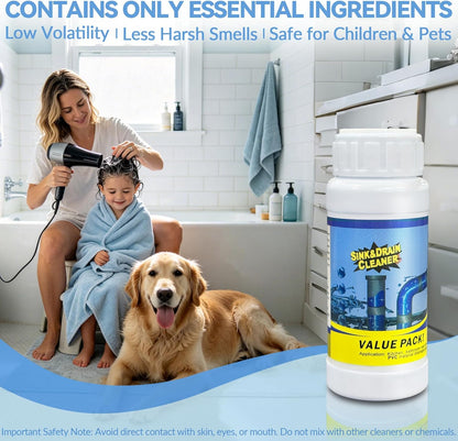 4PCS Sink and Drain Cleaner - 15-30 min Fast-Acting Sink Drains Cleaner - Gentle Formula Drain Clog Remover - Safe for All Pipes - Quick Dissolve Common Pipe Blockages