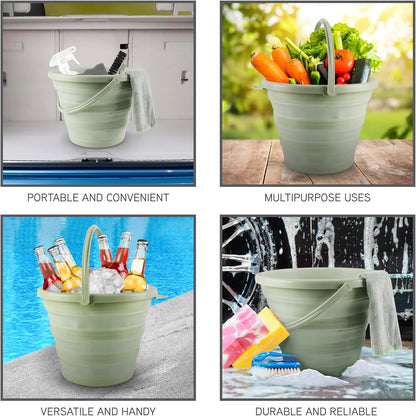 SIMPLEMADE Collapsible Bucket Cleaning Set - Includes 2 Foldable Buckets, Spray Bottle, Rag, Scrubbing Brush and Sponge - Holds Up to 10 liters, Easy Storage, All-Purpose Cleaning Solution