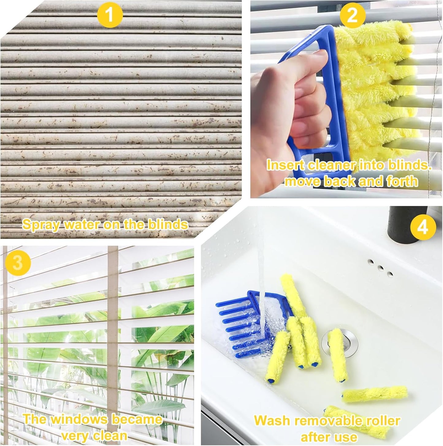JIEYAO 2PCS Blind Cleaner Tools, Microfiber Window Blind Duster Washable 7-Finger Blind Cleaner Tool Duster for Window Blinds Air Vents Fans Venetian Shades Dust Dirt