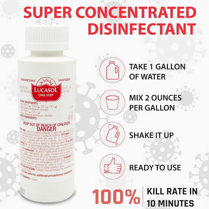 Lucasol One Step Disinfectant, 1 Quart (32 Ounce), All Purpose Cleaner Spray For Hospitals, Barber Supplies, Household Essentials, School, Salons, Household Cleaning And More