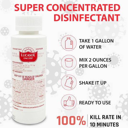 Lucasol One Step Disinfectant, 1 Quart (32 Ounce), All Purpose Cleaner Spray For Hospitals, Barber Supplies, Household Essentials, School, Salons, Household Cleaning And More