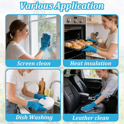 Abeillo Microfiber Gloves for Plants Dusting Cleaning, Reusable Washable Cleaning Gloves Mittens House Cars Blinds Dusting