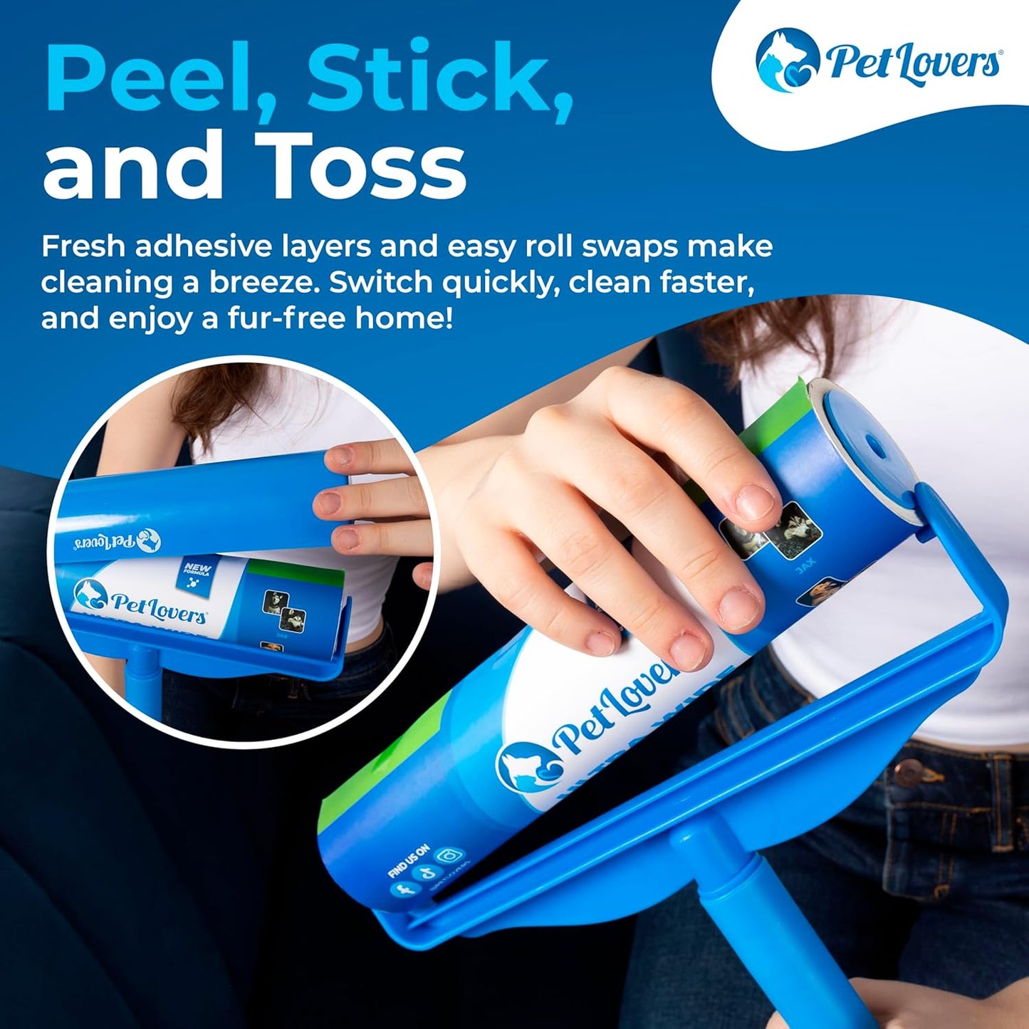 PetLovers Extra Sticky Lint Roller Mega Value Set 600 Sheets for Pet Hair Removal, Dog and Cat Lint Remover 6 Pack