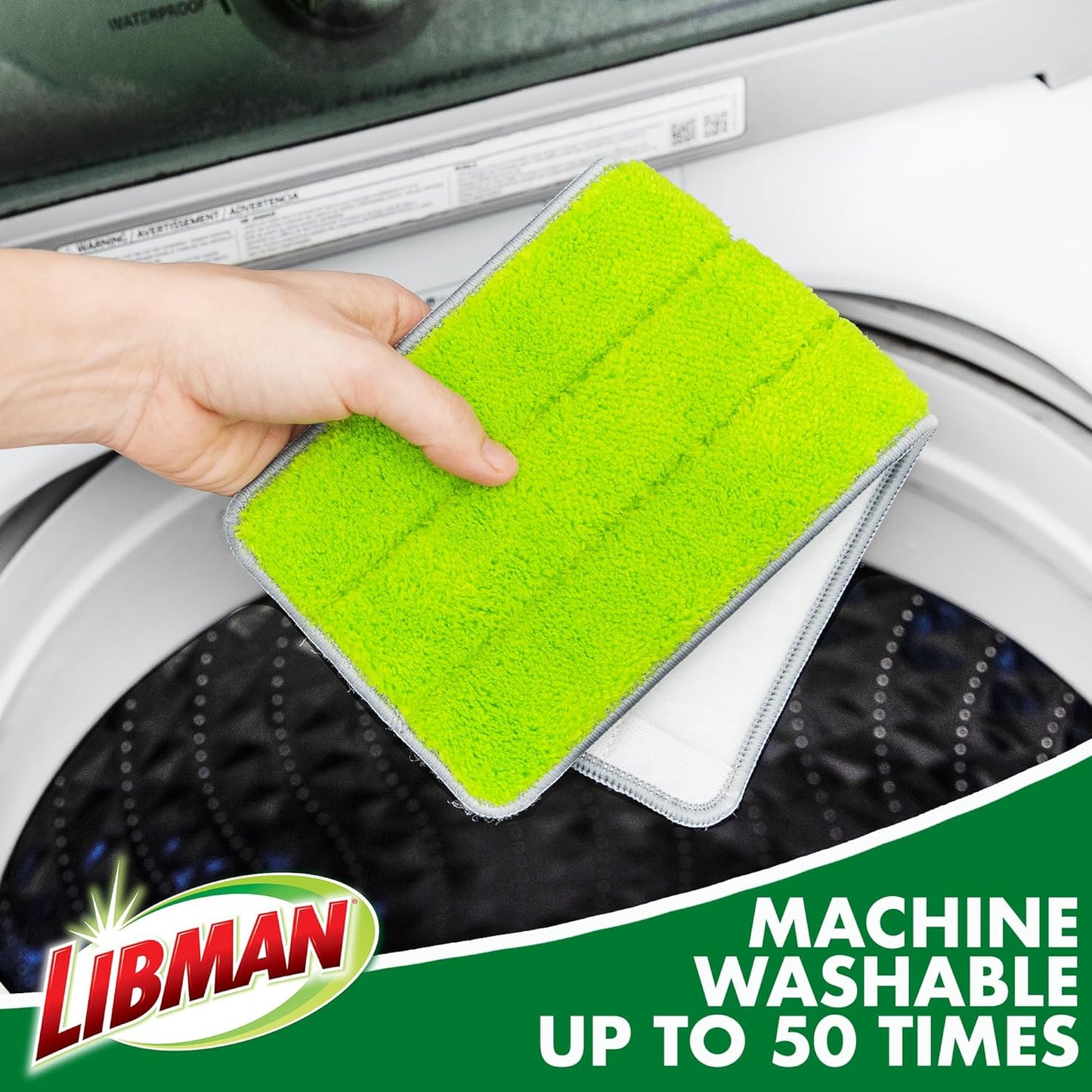 Libman Rinse 'n Wring Mop and Bucket System, Microfiber Dry Wet Mop for Floor Cleaning, Hardwood, Laminate, Tile Cleaner, Dual Chamber Bucket Design, 2 Total Refill Replacement Head Pads