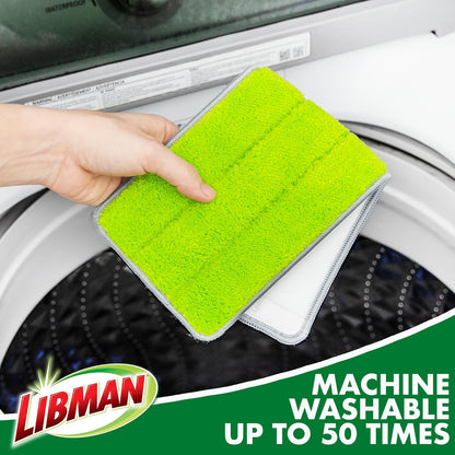 Libman Rinse 'n Wring Mop and Bucket System, Microfiber Dry Wet Mop for Floor Cleaning, Hardwood, Laminate, Tile Cleaner, Dual Chamber Bucket Design, 2 Total Refill Replacement Head Pads